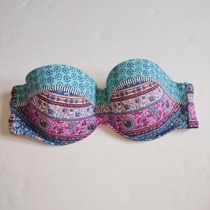 Shade & Shore Strapless Paisley Print Bikini Top